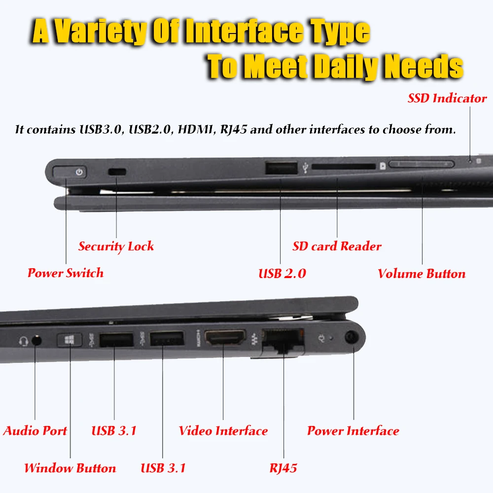 Top LNMBBS X36 11.6inch Laptop touch screen notebook 4GB 256GB SSD window 10 1366*768 IPS Quad Core Wifi HDMI camera office computer 5
