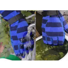 Мужские Женские Зимние флисовые лыжные перчатки полосы контрастных цветов водонепроницаемые теплые перчатки для сноуборда L/XL