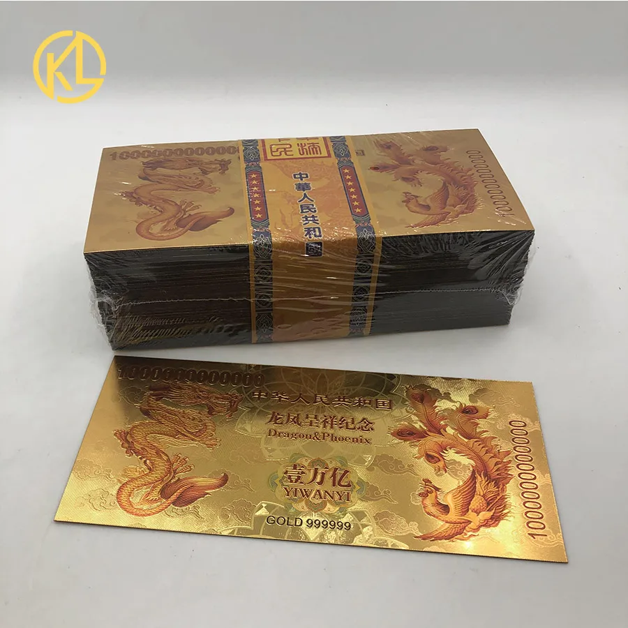 1000/1200 шт десять миллионов китайских драконов и фениксов золотые банкноты с драконом деревянная коробка - Цвет: 100pcs