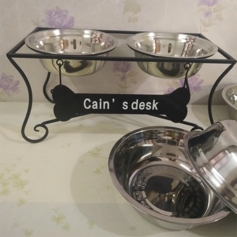 

Medium and Large Size Iron Dog Bowl Food Rack Stainless Steel Dog Feeder with Custom Words