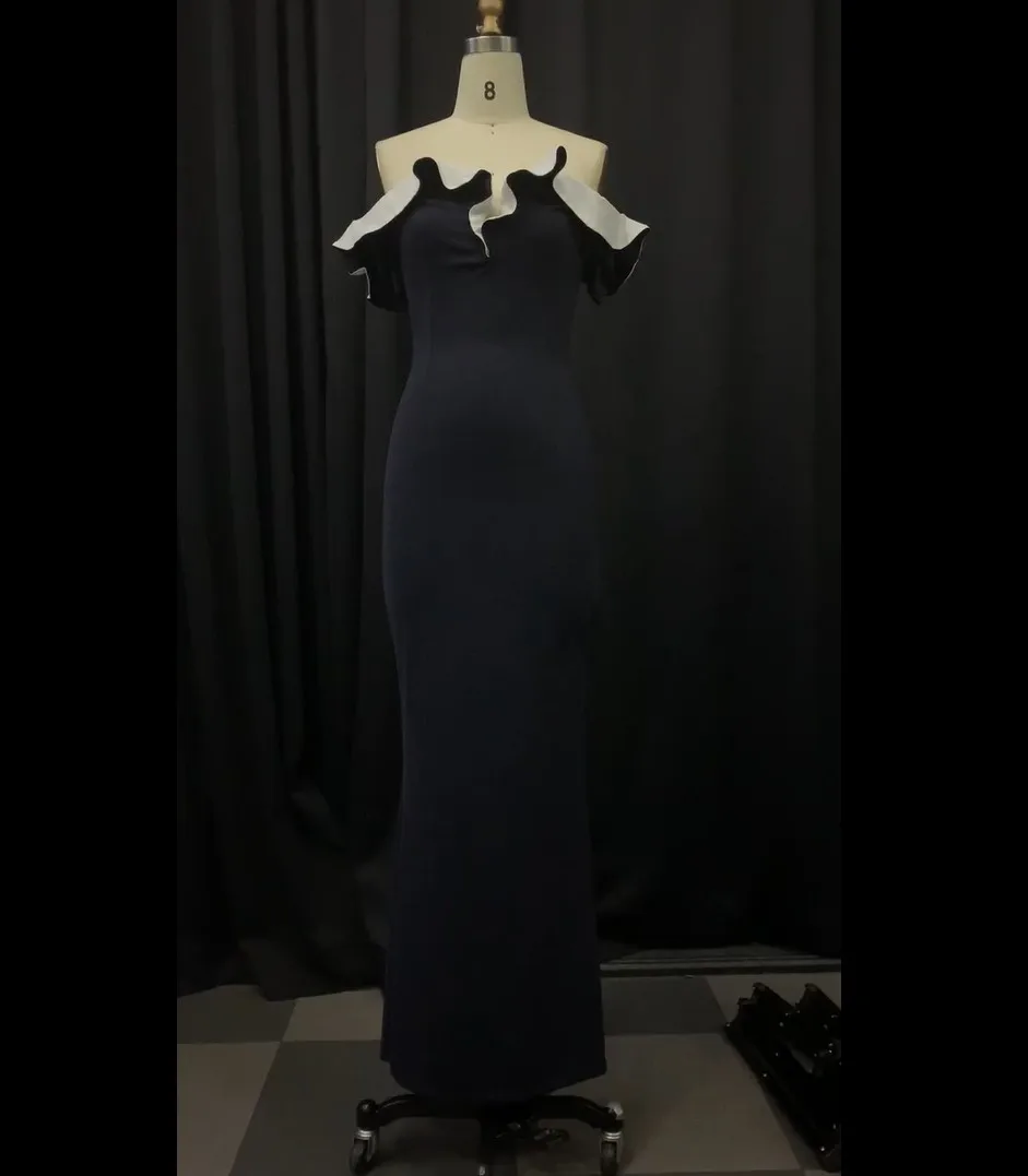 Split Floor-Length Sexy Deep V Color Block Dress Women 2019 Autumn Elegant Party Evening Black Dresses Bodycon Long Robe Vestito