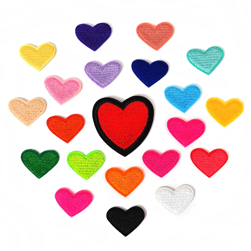 

Colored Hearts Pink Green Blue Iron On Patch Embroidered Applique Sewing Clothes Stickers Garment Apparel Accessories Badge