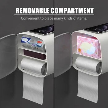 

Hot Bathroom Paper Towel Dispenser Wall Mounted No-drilling Paper Towel Holder Toilet Tissue Dispenser&Garbage Bags Dispenser