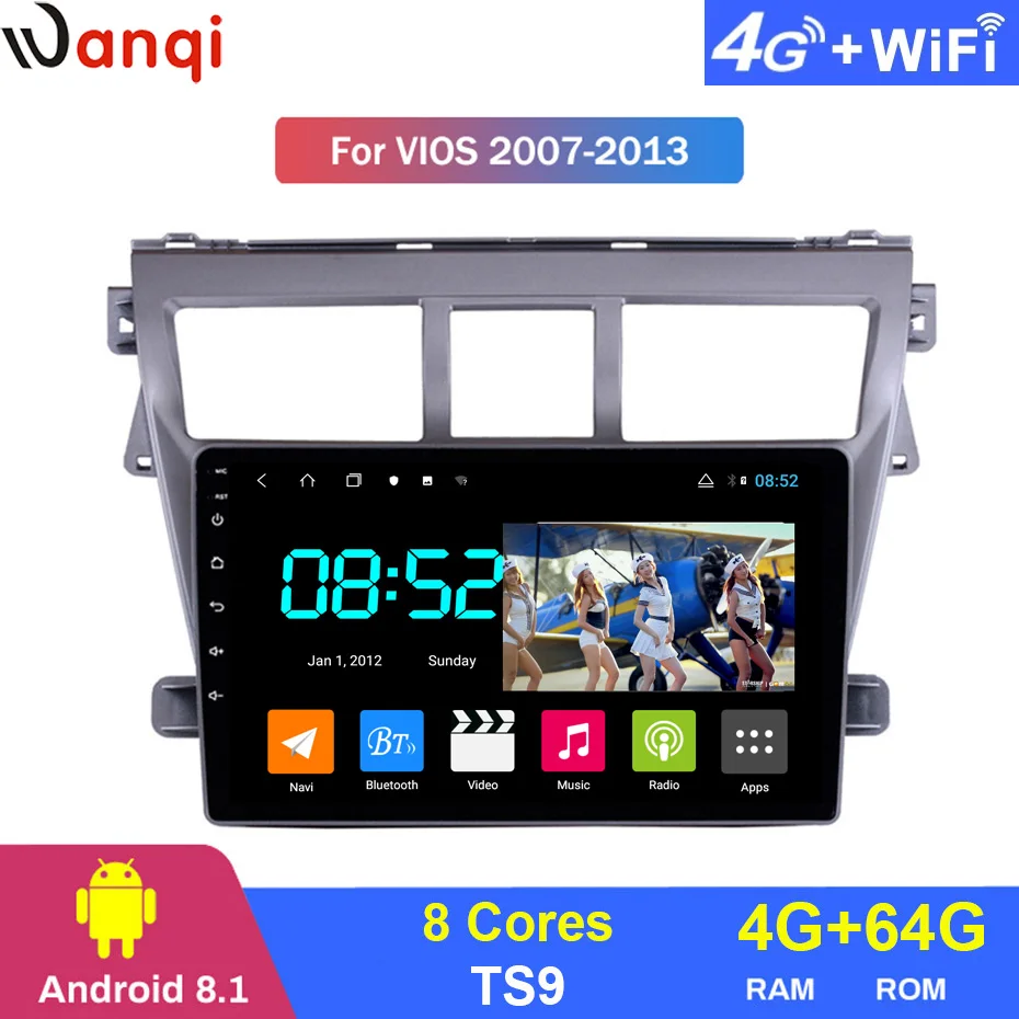 Android 8 1 автомобильный DVD 1din мультимедийная система Navi для Toyota Vios YARIS 2008 2013
