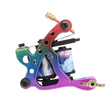 

New Pro Tattoo Machine Gun Shader Liner 10 Wrap Coils Free Spring Multicolour DIY Art Tools