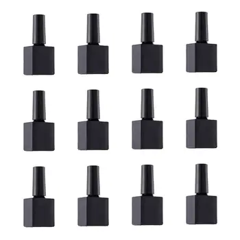 

12PCS Refillable Glass Round Black Empty Bottles Bottles Nail Art Samples Bottles
