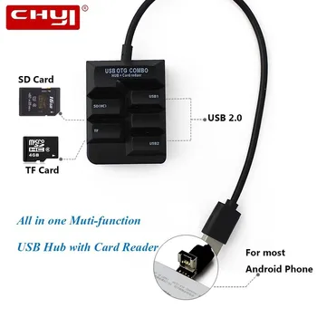 

CHYI Usb 2.0 OTG Hub Multi 4 Port Micro Usb 2.0 Hab Splitter With SD/TF Card Reader Computer Accessories For Android Smartphone