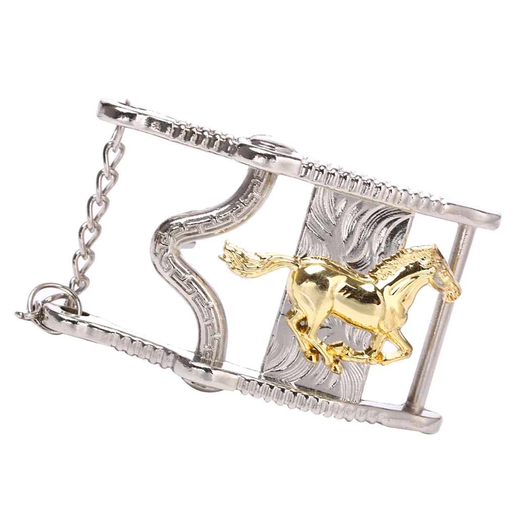 4x Men Vintage Western Cowboy Belt Buckle Silver Horse Head Square Buckle Jeans Accessories