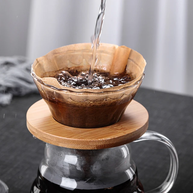 Hario V60 Olive Wood Stand & Heat Resistant Glass Coffee Server 02