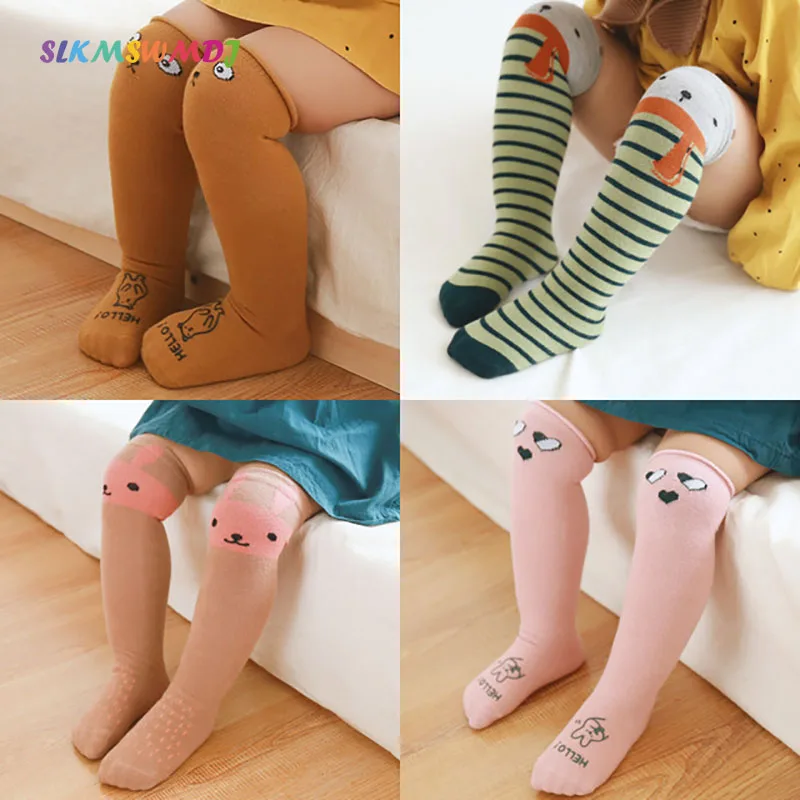 

SLKMSWMDJ Spring Autumn Cartoon Children Stockings Baby Over The Knees Keep Warm Stockings Cotton Stripe 1-8 Years Old One Size