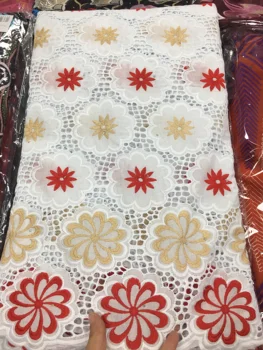 

Latest hand cut Swiss voile lace African party dress material embroidery mesh lace PS97 new style lace fabric in white and red