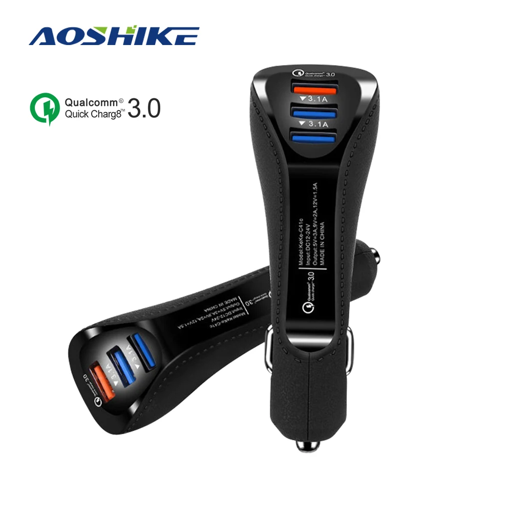 Aoshike QC3.0 3 порта USB Автомобильное зарядное устройство 3.1A мобильный телефон Быстрая автомобильная зарядка Универсальный адаптер для iphone samsung huawei автомобильное зарядное устройство