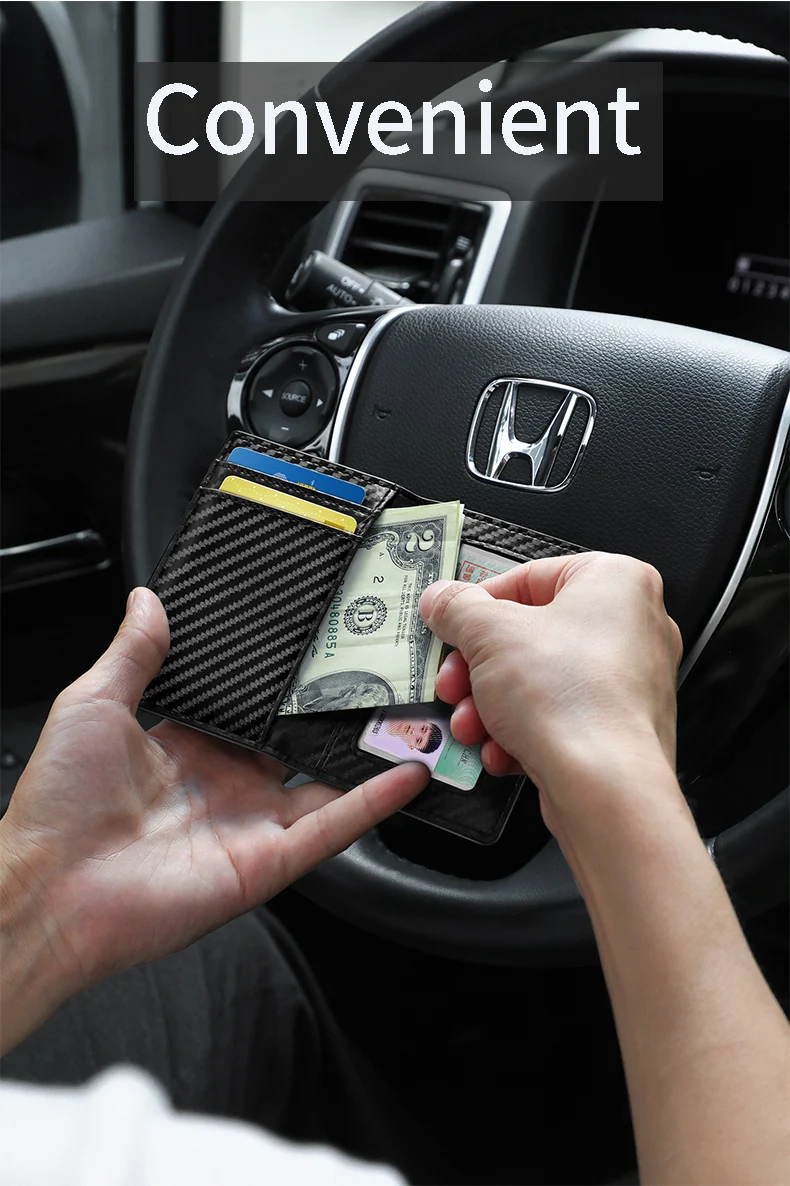 NewBring из углеродного волокна кожаный ID кредитный держатель для карт RFID Блокировка Бумажник Обложка водительские права кошелек