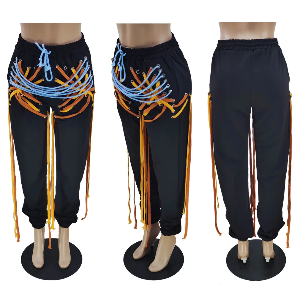 Women Pants with Strings All Over 