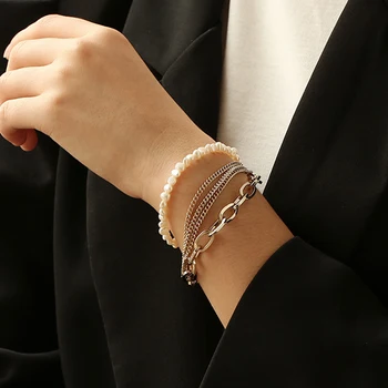 

2021 New 100% Nature Pearl Multi Layered Bracelet Fashion Bracelet Pearl Adjustable Bracelet For Women Gift 16.5cm