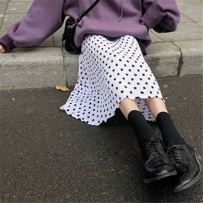 

Photo Shoot WOMEN'S Dress Spring Summer New Style Sweet Polka Dot Dress Versatile High-waisted Slimming Elastic Waist Skirt Plea