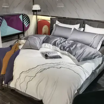 

Light Luxury Egyptian Cotton Embroidered Four-Piece Cotton Bedding Set European-Style Cotton Bedding set de cama 3d