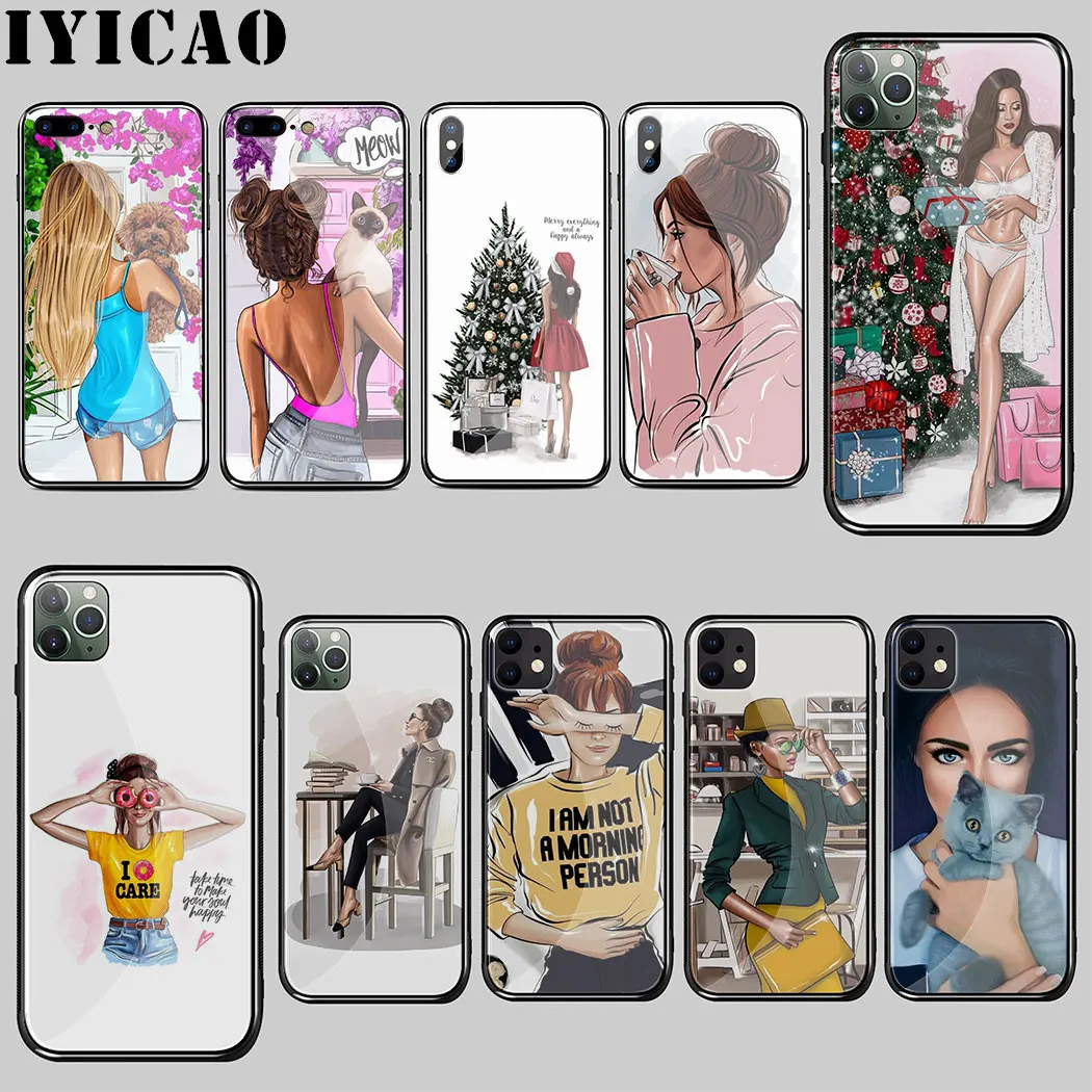 Рождественская девушка распродажа роскошное закаленное стекло чехол для iPhone 5 5S