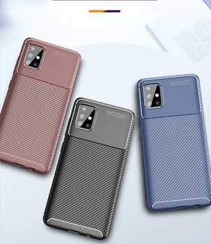 

50pcs/lot New Carbon Fiber Soft TPU Cover Case For Samsung Galaxy A21 A51 A71