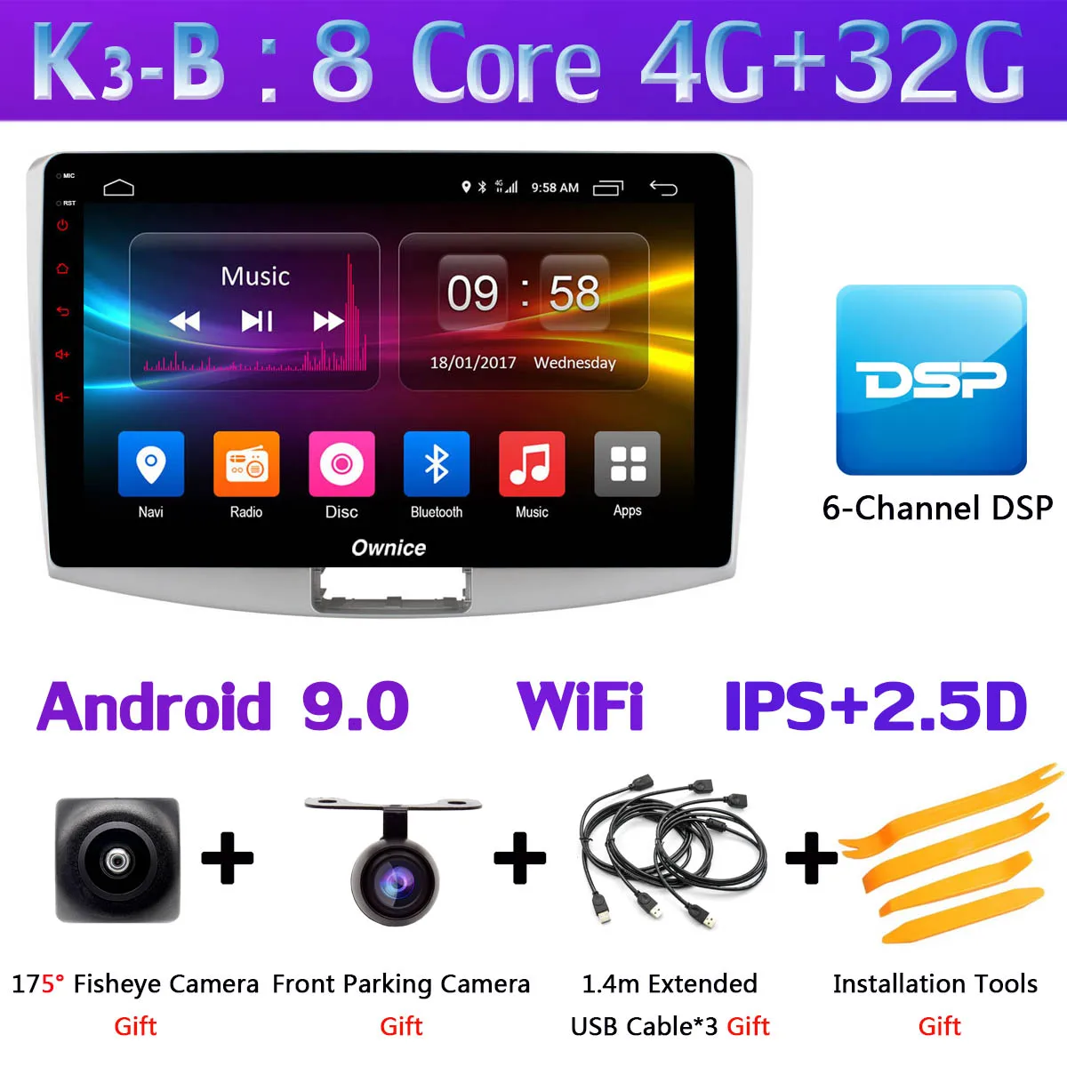 360 ° камера 4G WiFi Android 9,0 4G+ 64G DSP SPDIF CarPlay Автомобильный мультимедийный плеер для VW Passat B6 B7 Passat CC gps навигация радио - Цвет: K3-B