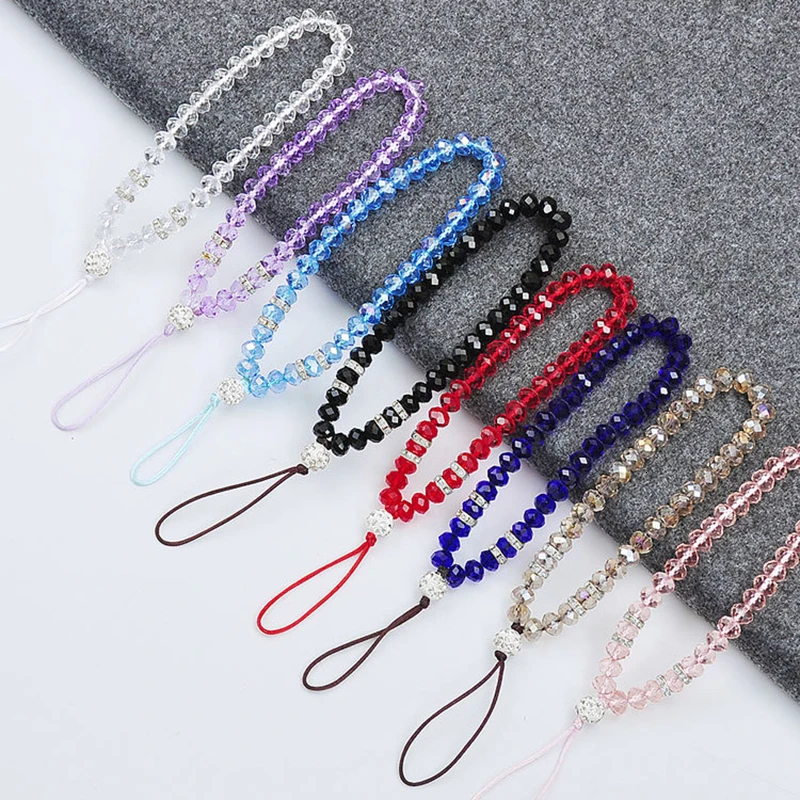 

Bling Diamond Crystal Lanyards for Phone Holder Grip Decoration Duarble Shining Wrist Strap Girl Wrist Band Keychain Accessories