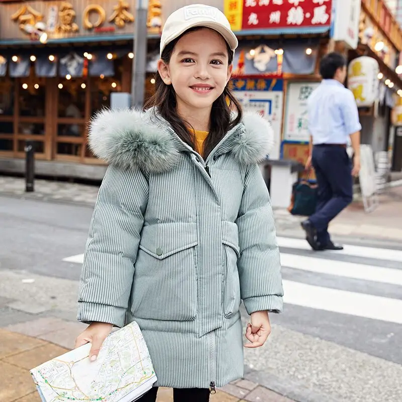 Г. Зимние куртки для девочек; пуховое пальто с капюшоном и меховым воротником; утепленные куртки и пальто для девочек; теплая верхняя одежда для детей; пальто