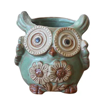

Cartoon Owl-shaped Flower Pot For Succulents Plants Ceramic Small Mini Home Office Garden Fleshy Plants Terrarium Decorations