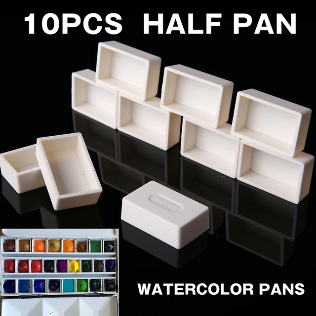 10/40pcs Empty Full/Half Pan White Half Paint Pans Plastic Water Colour  Paint Grid Half Pans Artists Palette Art Supplies - AliExpress