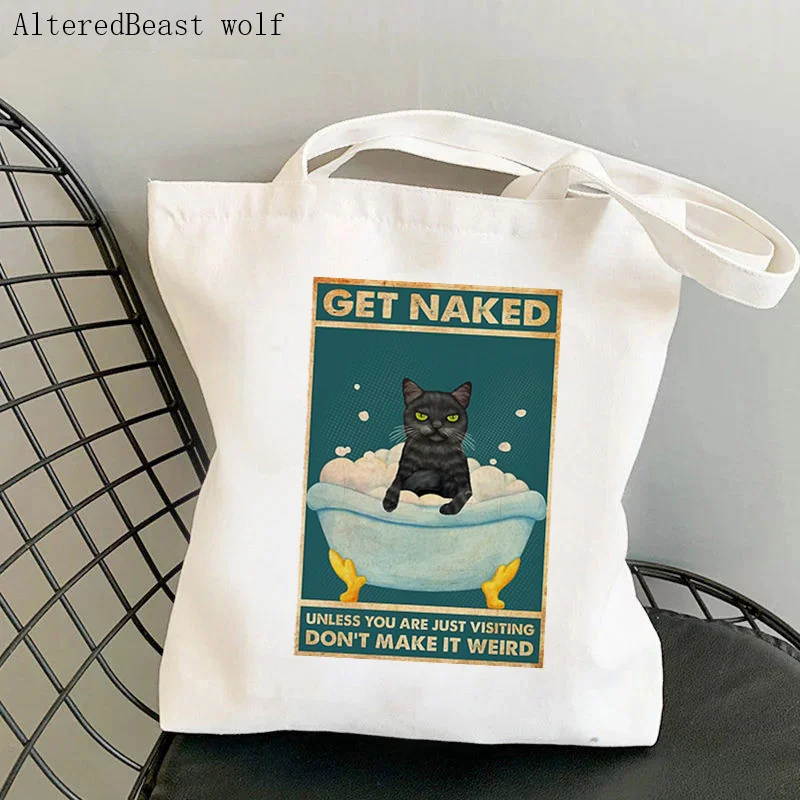 Women Shopper bag Cat Diver Nice Butt Printed Bag Harajuku Shopping Canvas Shopper Bag girl handbag Tote Shoulder Lady Bag