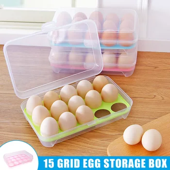 

15 Grid Egg Storage Box Egg Organizer Refrigerator Egg Storing Container Storage Egg Racks Shelf Kitchen Storage Box-30