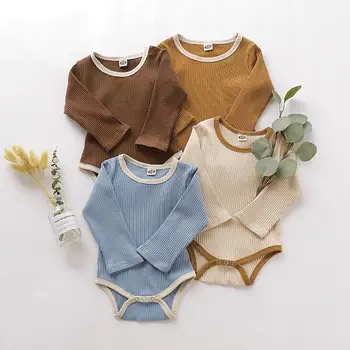 

Toddler Infant Baby Girls Clothes Bodysuit Tops Baby Girl Jumpsuit Ribbed Solid Full sleeve rompers Outfits Clothes