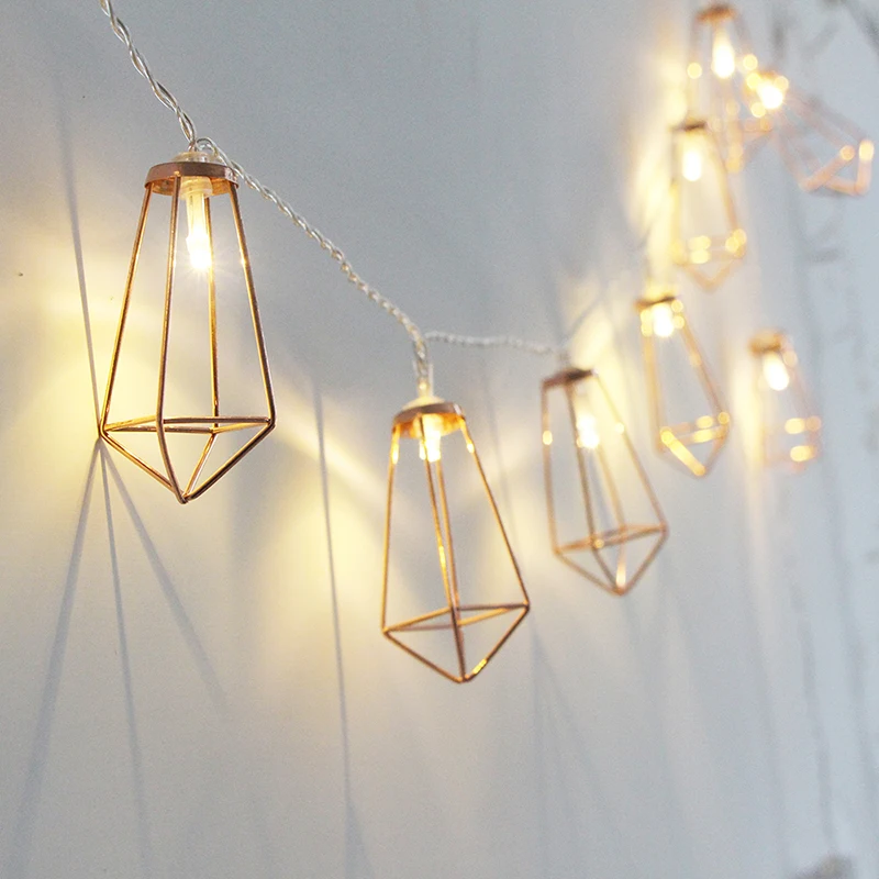 

QYJSD 1.5M/3M/4.5M New Led Lantern Strings Diamond Pendant Halloween Christmas Party Decoration Plug-in Iron Festival Lights
