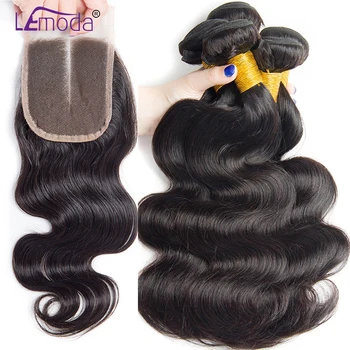 

Body Wave Hair Bundles With 4x4 Closure Brazilian Human Hair Weave Bundles With Closure Lemoda Hair Extensions