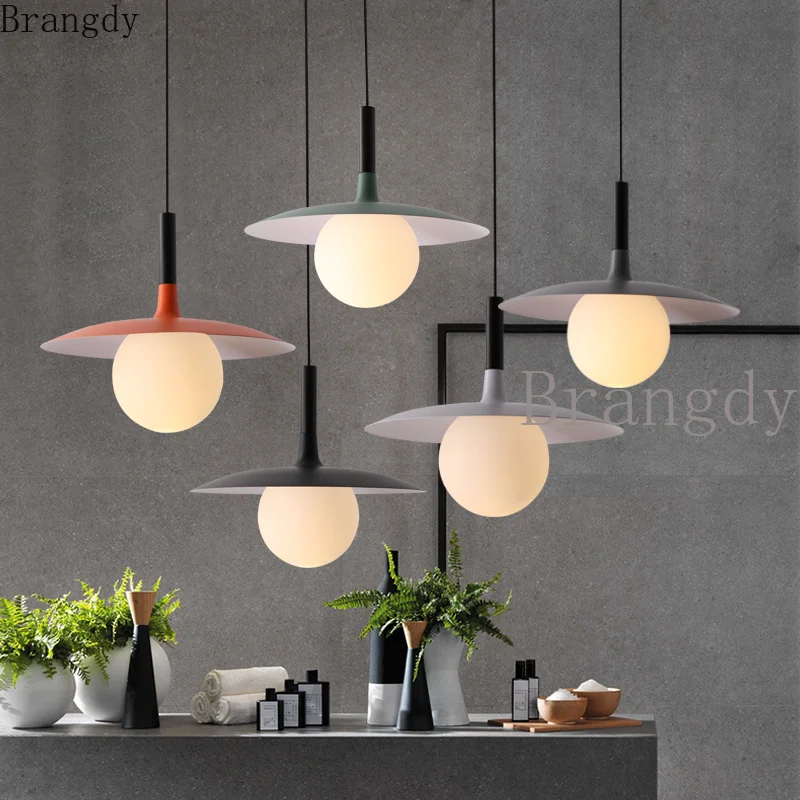 

Modern Minimalist Flying Saucer Pendant Lamp Nordic Led Glass Hanging Lights for Kitchen Coffee Office Hotel Restaurant Lighting