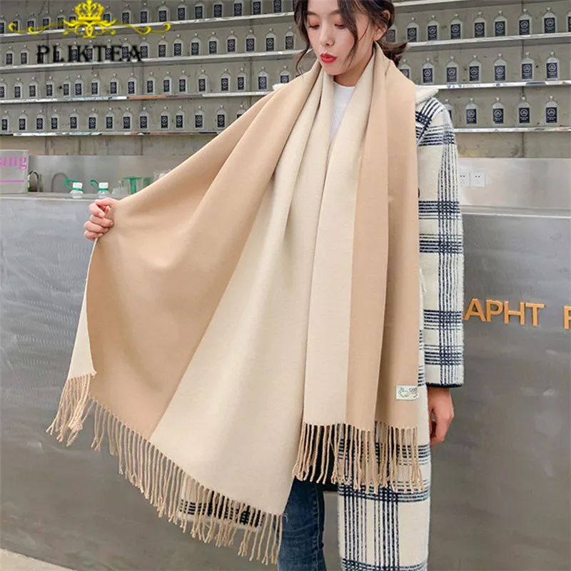 Special For You 2 Colors Beige Khaki Patchwork Winter Ladies Scarves Shawl 2019 New Blends Cashmere Women's Scarf P Special For You 2 Colors Beige Khaki Patchwork Winter Ladies Scarves Shawl 2019 New Blends Cashmere Women's Scarf P