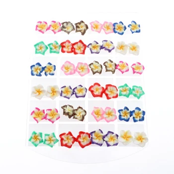 

Promociones Wholesale 24 Pairs Hawaiian Frangipani Children Flower Stud Earrings For Party Brincos Earrings For Women Pendientes