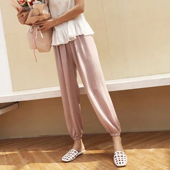

2019 Women Summer Elegant Classic Fashion Design Comfortable And Breathable Harem Pants Loose Wild Harem Pants Home Harem Pants