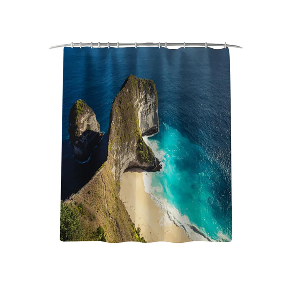 Mountain Landscape Print Shower Bathroom Mat and Shower Curtain Four-Piece Set household accessories for bathroom shower set