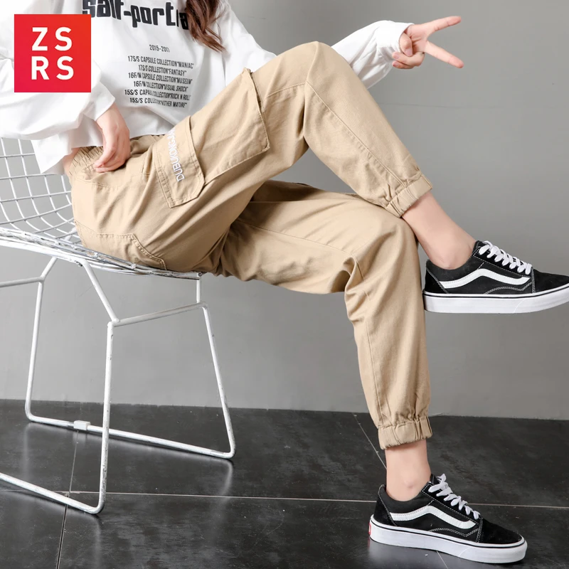 ZSRS/Корейская версия, свободные прямые штаны с высокой талией для студентов, осень г., новые повседневные штаны для детей