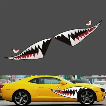 

1Pair 59inch Shark Mouth Teeth Sticker Vinyl Exterior Decal For Car Side Door Made Of The High Quality PVC, Waterproof, Durable