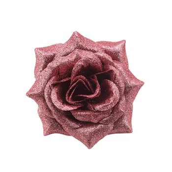 3D Glittering Artificial Rose Flowers Head Fake Flowers Christmas Wedding Party Home Decorations