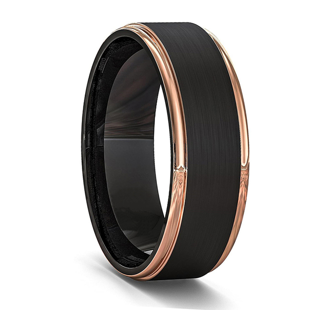 Men 8mm Black Tungsten Wedding Celtic Dragon Ring Inlaid Red Zircon Punk Men Stainless Steel Red Carbon Fibre Ring