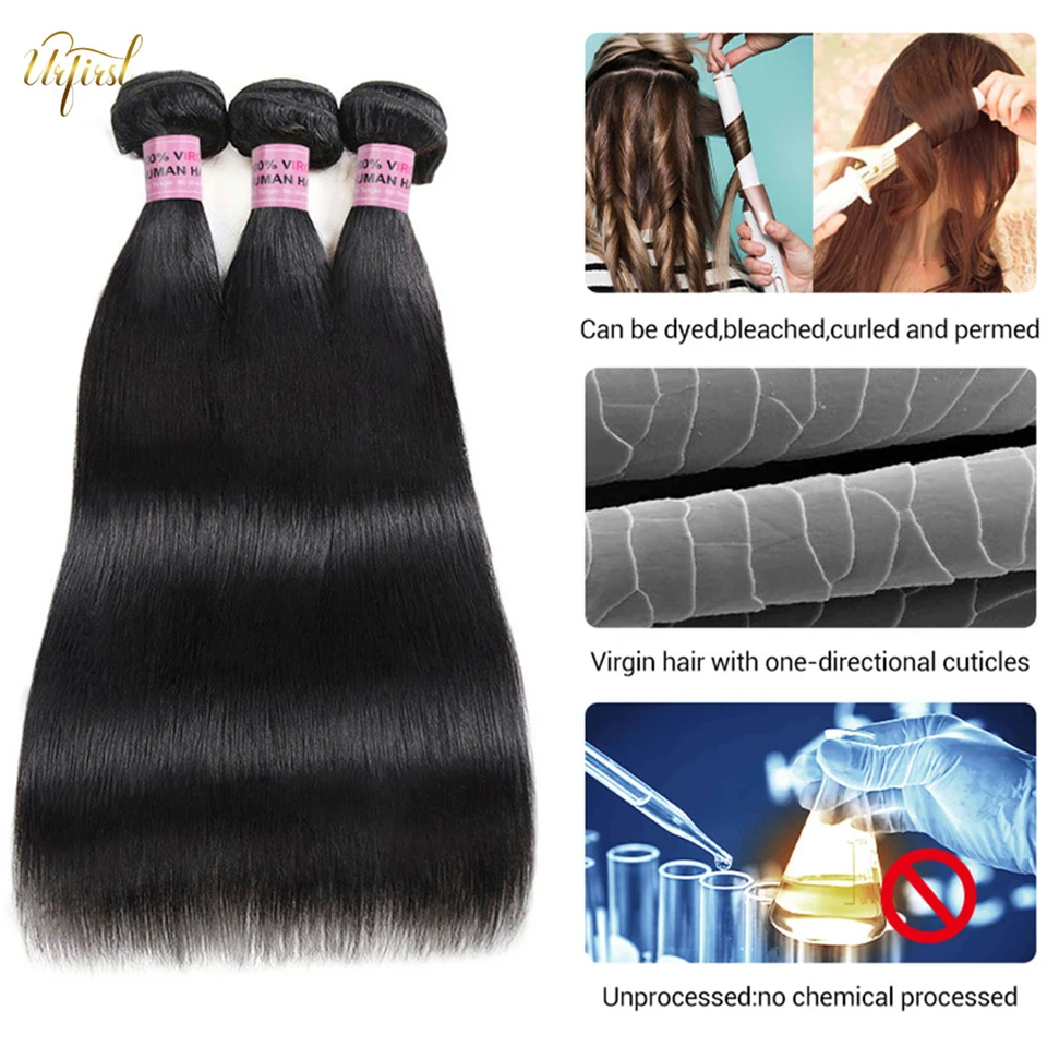 HD Transparent Lace Frontal with Bundles Brazilian Straight Hair Bundles with Frontal Human Hair Bundles with Frontal For Women