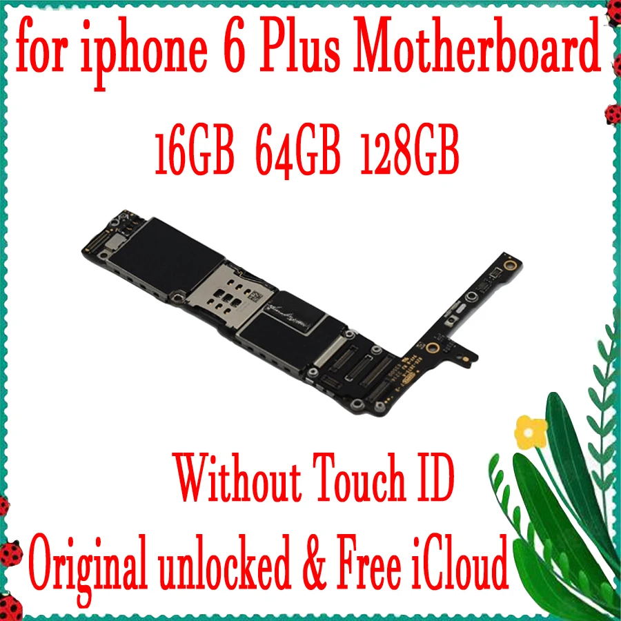 

Free iCloud 100% original motherboard for iPhone 6 Plus without Touch ID,Factory unlocked logic board for 6P, 16GB 64GB 128GB