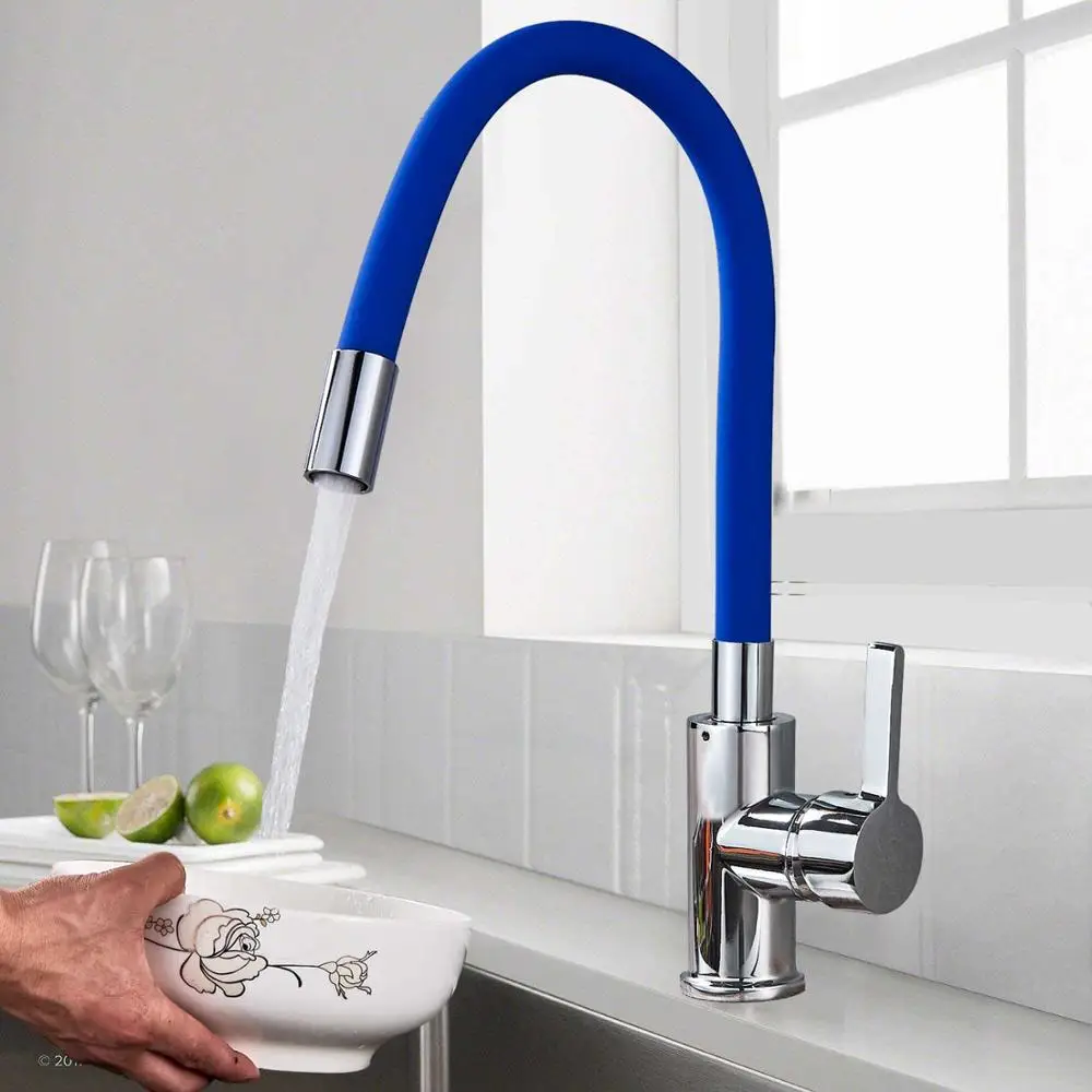 ULGKSD кухонный кран, Универсальный вращающийся выдвижной распылитель, насадка для кухонной раковины, смесители с одной ручкой, смесительный клапан, смеситель - Цвет: Blue