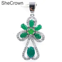 33x18 мм фантастический настоящий зеленый изумруд CZ женский свадебный серебряный кулон