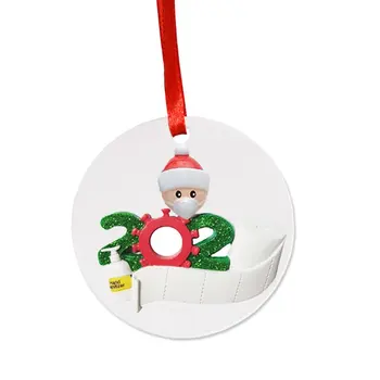 

Christmas Ornaments DIY Name Greetings Christmas Birthdays Party Decoration Face Masks Round Shape Christmas Ornament