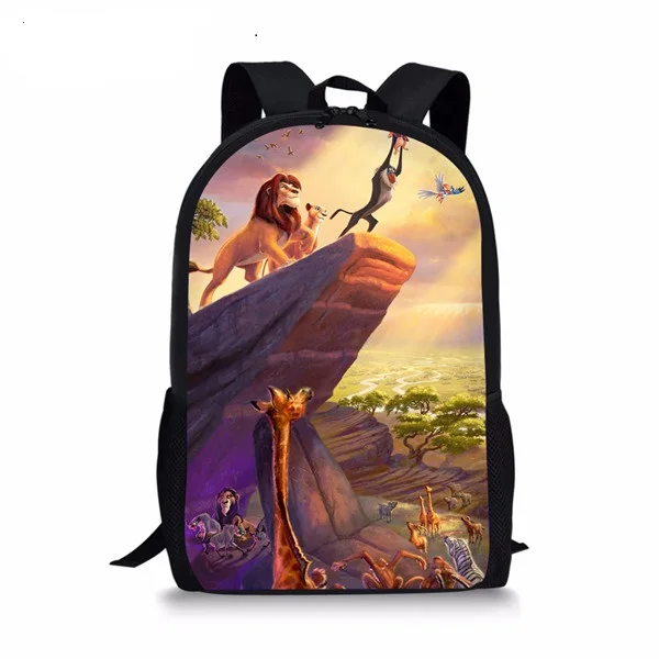 17-дюймовый Mochilas infantis сумки для мальчиков и девочек Детский рюкзак Король Лев школьная сумка Simba принт мультяшный рюкзак для детей Mochila - Цвет: as pictures