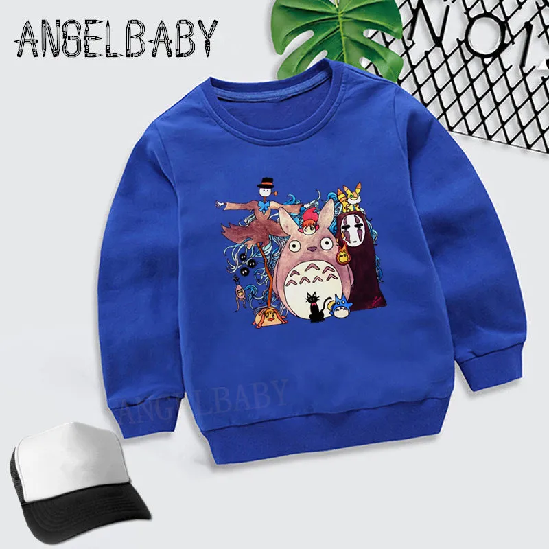Толстовка для мальчиков и девочек; детские толстовки с капюшоном с рисунком японского аниме; Детские осенние Топы; хлопковая одежда для малышей; KYT2418