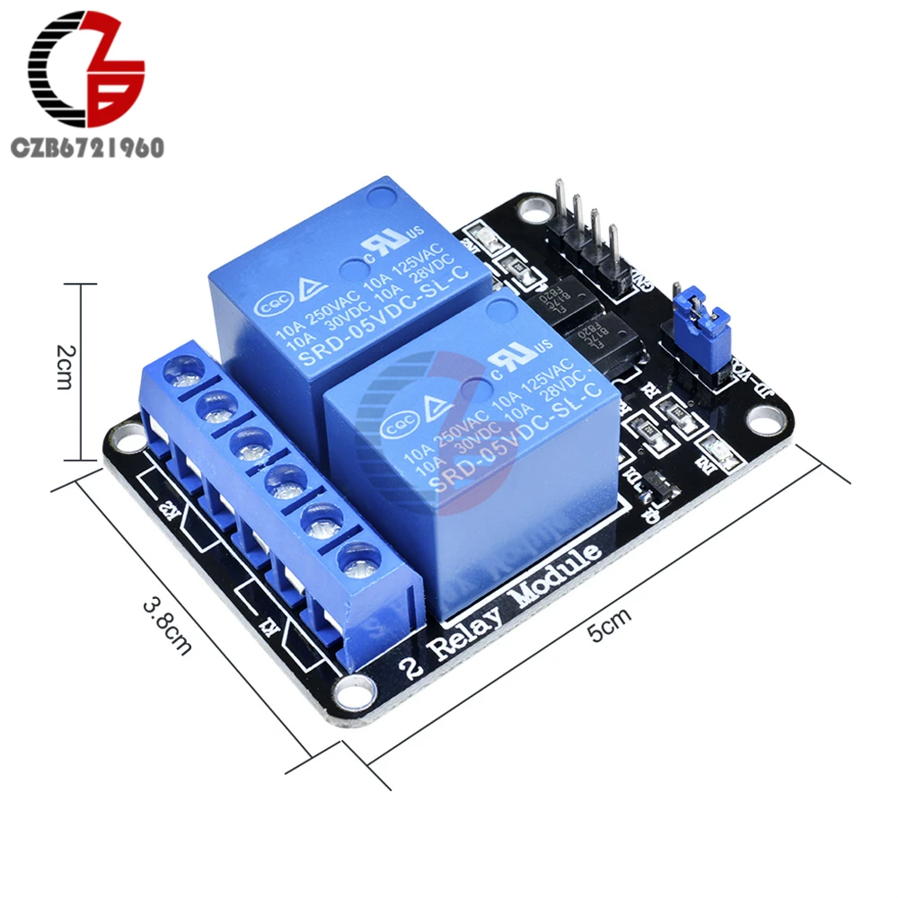 10PCS 5V Two 2 Channel Relay Module With optocoupler For PIC AVR DSP ARM Arduino 